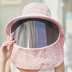 여성용 여름용 넓은챙 자외선차단 햇빛가리개 모자, 성인 56-58cm, 1개, 핑크 + 블랙