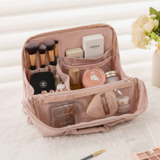 로그엠 여성용 대용량 여행용 화장품 파우치 메이크업 수납 지퍼 가방