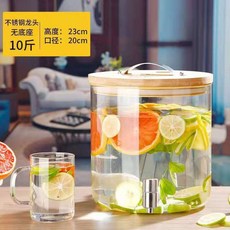 臺灣出貨大容量冷水壺涼水壺帶龍頭檸檬水壺果汁可樂飲料桶容器泡酒玻璃瓶廚房神器, 5升+不銹鋼龍頭, 1個