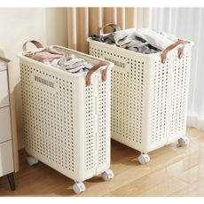 라이복 이동식 수납 접이식 빨래 바구니, 베이지중형