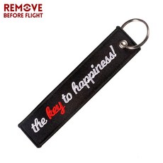 1개 PC 비행 제거 오토바이 자동차 남성용 키체인 자수 태그 패션 선물 장신, KEY TO HAPPINESS