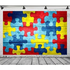 CORFOTO 1.5x91.4cm(5x3피트) 패브릭 다채로운 그림 퍼즐 배경 사진 자폐증 인식 직소 배경 어린이 성인 게임 테마 생일 파티 장식 휴일 베이비 샤워 사진, 5x3FT