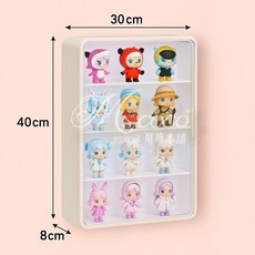 可可本舖 壁掛式公仔展示盒 側開盲盒扭蛋收納櫃 多層防塵模型架, 1個, 四層白色