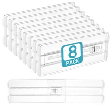 Vtopmart 대용도 서랍장용 정리 조절 칸막이 높은형 플라스틱, 8, 투명 8, 투명