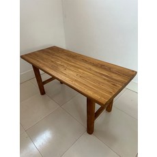원목 빈티지 테이블 긴 식탁 레트로 다이닝 우드슬랩 카페 인테리어용, 1인용, 원보 의자 45x20x45 CM 지지대 구조 조립
