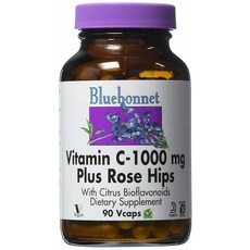 Bluebonnet 維他命C+玫瑰果素食膠囊 1000mg, 90 件, 1個