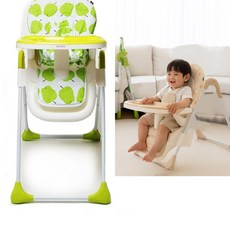 피쿠 키즈 KC인증 접이식 유아용 하이체어 아기 식탁의자 +시트 / 프리미엄 아기 하이체어 - 6단 높이조절 이중 분리형 식판 튼튼한 메탈프레임 / 베이지색 (인기) 그린