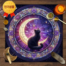 스마트픽 75x75 귀여운 고양이 타로 테이블보 신비한 타로 테이블 매트