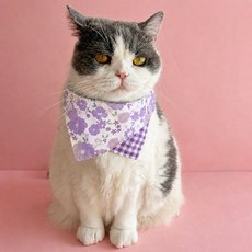 고양이 코튼 스카프 강아지 삼각 케이프, 1개, 퍼플꽃