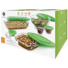 Libbey 14피스 베이커스 베이직 유리 베이킹 세트 원 사이즈 라임 그린/투명