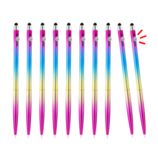 크로마 보석 터치볼펜 레인보우 UV코팅 니들 0.7mm, 10개