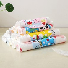 純棉吸汗巾 四層紗布印花 嬰兒隔汗墊背巾 嬰兒純棉吸汗巾, 1個, 女寶【小】 19x27cm