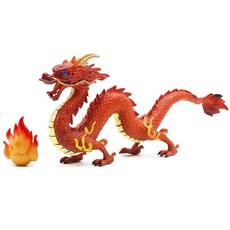 Gemini&Genius 중국 드래곤 장난감 액션 피규어 스탠딩 동물 장식용 선물 또는 장식 컬렉션 어린이 놀이 (레드), Red