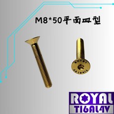 【瘋螺絲】ROYAL 鈦合金螺絲 M8*50F皿平 P:1.25 飛碟頭 64鈦/正鈦/鈦合金螺絲 出貨附發票 土豪金, 1個
