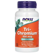 NOW Foods 트라이 크로미늄(Tri-Chromium) 500 mcg 90 식물성 캡슐 NOW-01428, 90정, 1