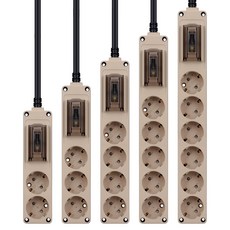 현대일렉트릭 고용량 5구 누전차단 16A 4000W트 오브제 멀티탭 건조기 세탁기 에어컨 사용 가능, 1개, 3m, 베이지