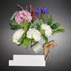 플로랄벨로 퍼플 빅 폼폼이 화이트수국 납골당 ㄱ자 리스 DIY kit, 1개