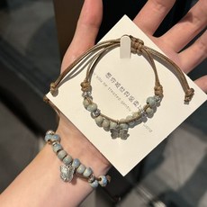 新中式蝴蝶手鏈 手串 景德镇陶瓷串珠 编织复古民族风手饰 爆款首飾 生日禮物 交換禮物 飾品 水晶手鏈 招財手鏈