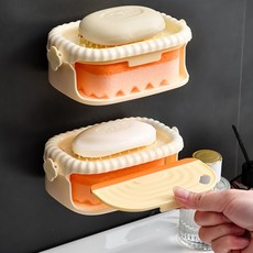 [3개입 묶음] 3in1 비누 선반 받침대 비누케이스 스크레퍼 해면스펀지 포함 무타공 벽에거는 비누선반, 3개, 단일색