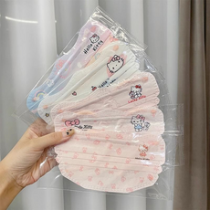 Hello Kitty 口罩, 波浪款-五款kitty均發, 50片裝【獨立包裝】