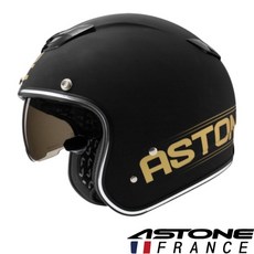 ASTONE SPORSTER 381G K49 彩繪款 復古帽 內藏墨片 眼鏡溝 藍芽耳機孔 內襯可拆洗, 平黑/金,M