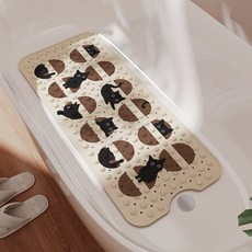 浴缸內專用防滑墊 兒童孕婦泡澡防摔坐墊 廁所浴室地墊 硅膠吸盤腳墊, 1個, 喵裏喵氣吸盤防滑墊—缺口矩形