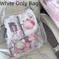 스타 도트 프린트 식 백팩 소녀 스트라이프 포켓 Y2k ItaBag 대용량 토트백 스트링 대학생 숄더백, White Only Bag, 1개