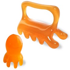 팡팡나래 바디 두피 얼굴 지압 수지 괄사, 라이트오렌지, 2개