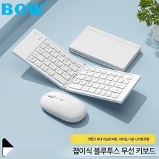 애니율 휴대용 접이식 무선키보드 V531, 로우프로파일, 화이트 블루투스 키보드+마우스, 옵션선택