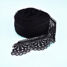 신축성 레이스 트리밍 리본 패브릭 자수 바느질 DIY 의류 웨딩 장식 품질 10 야드/로트 30mm, black, 5 Yards, 1개