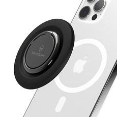 Shinjimoru M Ringo Magsafe 兼容 Ringo 迷你智能環手機支架, 1個, 金屬黑