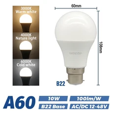 저전압 조명 스포트라이트 흰색 램프 깜박임 없음 E27 B22 DC AC 12 V-85V LED 전구 3W 5W 10W 볼트 호환, 02 10W B22, 01 AC DC 12-48V, 02 Cold white 6000K