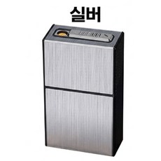 FOCUS 텐 와이어 충전식 담배케이스 라이터 USB충전 일반형 슬림형 선택가능, 텐와이어충전식담배케이스라이터일반형-실버, 1개
