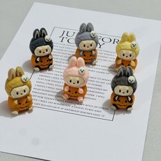 라부부 팝마트 Labubu 할루윈 파티 시리즈 피규어 PVC 소재 귀여운 호박, 라부부 할로윈 파티 6 개 세트