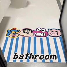 벨로니 논슬립 빨아쓰는 규조토 발매트 인물 캐릭터 줄무늬, 1개, 파랑