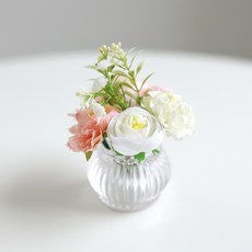 케이트가든 자체제작 미니 유리 화병 조화 세트, 1개, 핑크