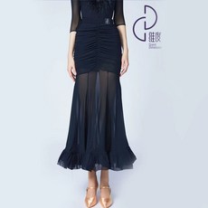 Y088 여성 모던 라틴 하의 대회복 블랙 연습복 댄스 스커트