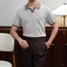 2026男士夏季V領翻領針織POLO衫 短袖透氣薄款休閒百搭運動上衣