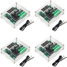 케이스포함 온도컨트롤러모듈 XH-W1209 NTC 디스플레이 방수프로브 12V 온도조절기, 4세트