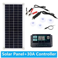태양광 패널 야외용 휴대용 방수 태양 전지 키트 1000W 12V USB 충전 10A150A 컨트롤러 휴대폰 MP3 패드, 3) 30A, 1개