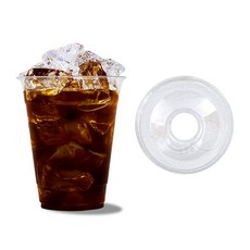 미사용 투고팩토리 아이스컵 92파이 14온스 + 돔 뚜껑 세트 테이크아웃 PET, 100개, 390ml