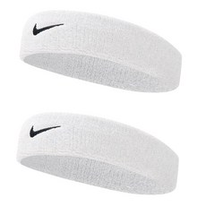 NIKE Swoosh 頭帶 2 件套, 白+白