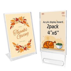 AetJxixee 10팩 5x7인치 표지판 홀더 수평 양면 사용 테이블 디스플레이용 회전 베이스 사무실 매장 레스토랑 소매 카운터 이름 표지판 메시지 보드 메모용, Clear 2P, 4x6