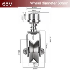 304 스테인레스 스틸 회전 범용 그루브 휠 스프링 충격 흡수 안뜰 모바일 게이트 레일 U/V/H 슬롯 풀리, 02 68V