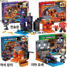 마인크래프트 피규어 호환블럭 학생 미니 남아 굿즈 장난감 선물 픽셀 완구 캐릭터, 1개, 도어 지하실 라바 둥지 레드스톤 기계