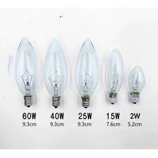 E12燈頭鎢絲燈泡 經典燭形設計, 2 W, 5個