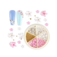 BZ7H2M71_56 꽃진주 웨딩 네일파츠 스톤 세트 6종, 1