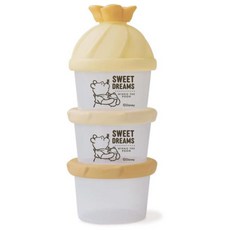 日本原裝進口錦化成3層奶粉盒奶粉儲藏罐便攜易攜帶分裝寶寶小號, 1個, 維尼熊:1個, 1L