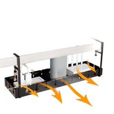 YYTY 桌下理線收納架，電線集線盒，插座路由器收納, 灰色 固定款, 1個