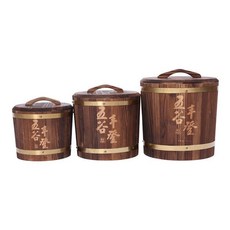 實木大米桶 防蟲防潮儲米桶 大容量裝米容器 廚房家用儲米箱 帶蓋老式木桶, 1個, 裝米桶10斤裝（限時送富貴結掛件）